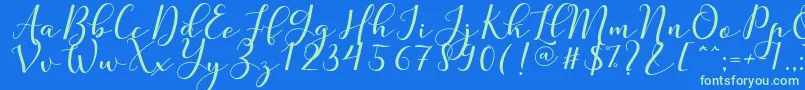 Nafigat Script-Schriftart – Grüne Schriften auf blauem Hintergrund