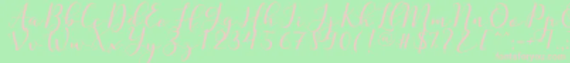 Fonte Nafigat Script – fontes rosa em um fundo verde