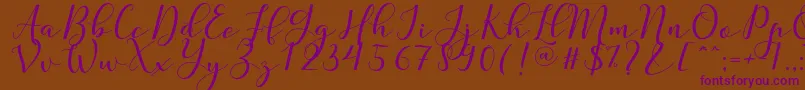 Nafigat Script-Schriftart – Violette Schriften auf braunem Hintergrund