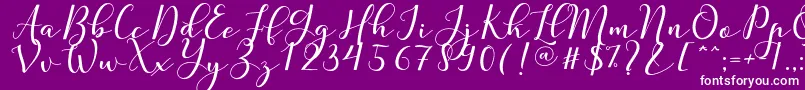 Nafigat Script-fontti – valkoiset fontit violetilla taustalla