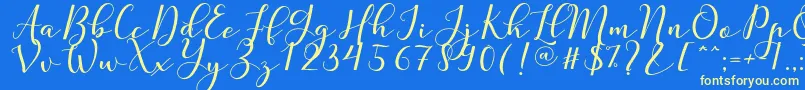 Fonte Nafigat Script – fontes amarelas em um fundo azul