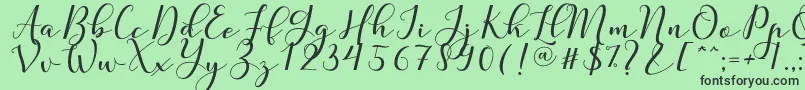 Fonte Nafigat Script – fontes pretas em um fundo verde