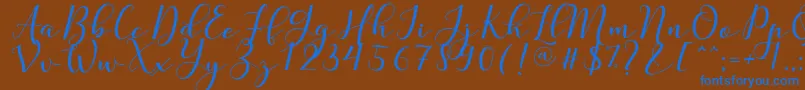 フォントNafigat Script – 茶色の背景に青い文字