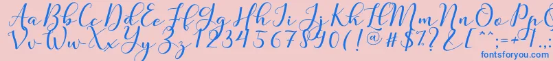 フォントNafigat Script – ピンクの背景に青い文字