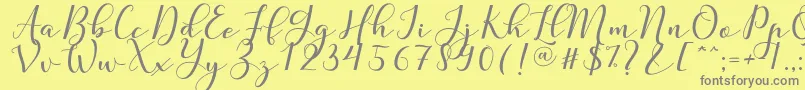 Fonte Nafigat Script – fontes cinzas em um fundo amarelo