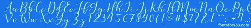 Nafigat Script Font – Green Fonts on Blue Background