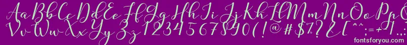 Fonte Nafigat Script – fontes verdes em um fundo violeta