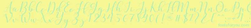 Nafigat Script-Schriftart – Grüne Schriften auf gelbem Hintergrund