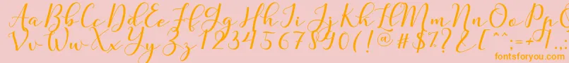 Nafigat Script-Schriftart – Orangefarbene Schriften auf rosa Hintergrund