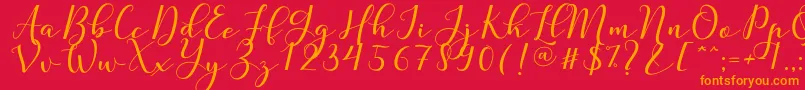 Nafigat Script-Schriftart – Orangefarbene Schriften auf rotem Hintergrund