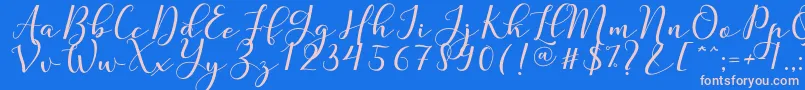 フォントNafigat Script – ピンクの文字、青い背景