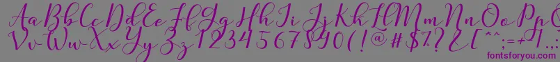 Czcionka Nafigat Script – fioletowe czcionki na szarym tle