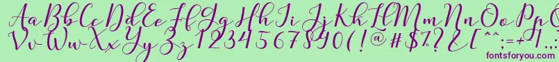 Nafigat Script-Schriftart – Violette Schriften auf grünem Hintergrund