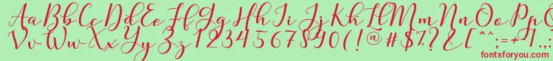 フォントNafigat Script – 赤い文字の緑の背景