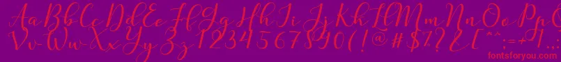 Nafigat Script-fontti – punaiset fontit violetilla taustalla