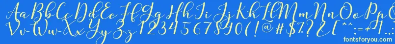 Fonte Nafigat Script – fontes amarelas em um fundo azul