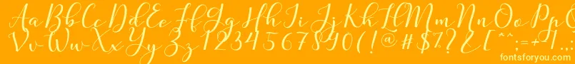 Nafigat Script-Schriftart – Gelbe Schriften auf orangefarbenem Hintergrund