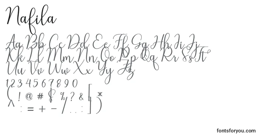 Nafila (135236)-fontti – aakkoset, numerot, erikoismerkit