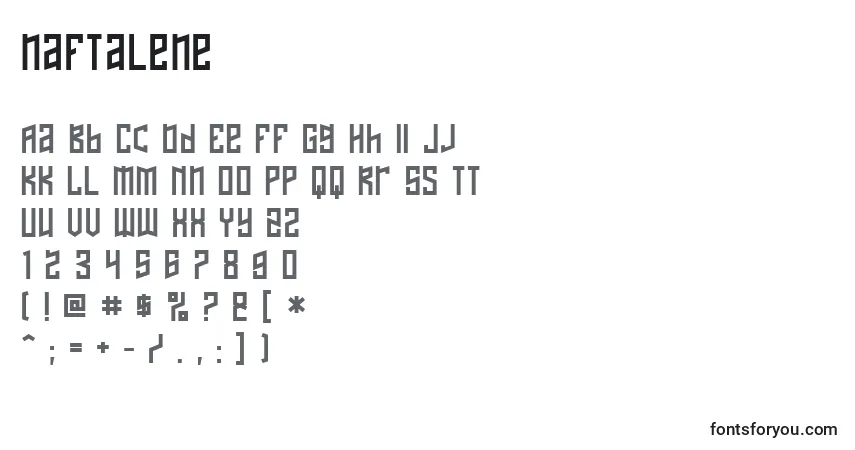 A fonte Naftalene (135237) – alfabeto, números, caracteres especiais