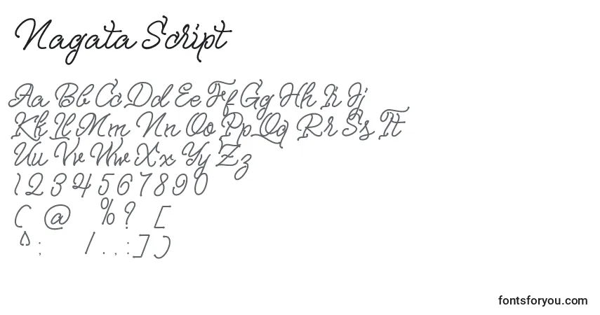 Fuente Nagata Script - alfabeto, números, caracteres especiales