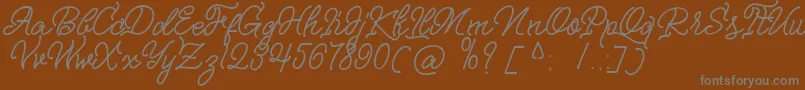 Fonte Nagata Script – fontes cinzas em um fundo marrom