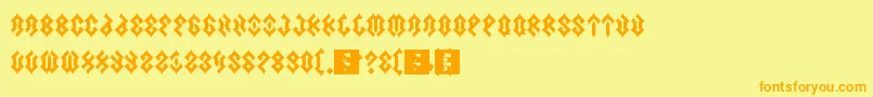 Scars-Schriftart – Orangefarbene Schriften auf gelbem Hintergrund