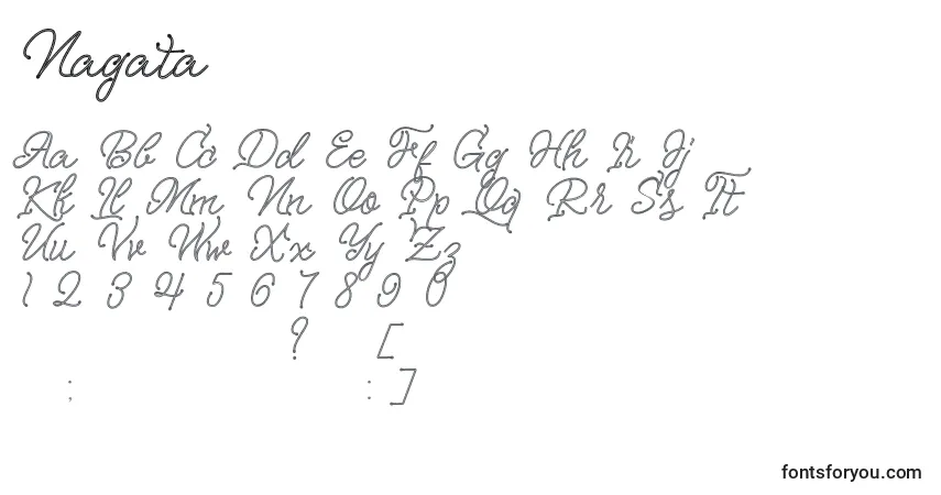 Schriftart Nagata – Alphabet, Zahlen, spezielle Symbole