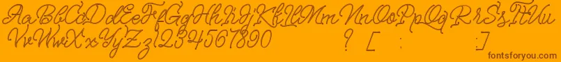 Nagata-Schriftart – Braune Schriften auf orangefarbenem Hintergrund