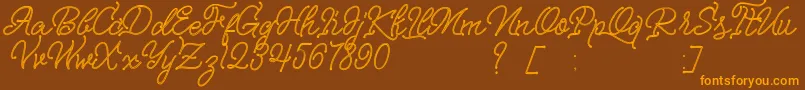 Weitere Informationen zur Nagata-Schriftart Nagata-Schriftart – Orangefarbene Schriften auf braunem Hintergrund