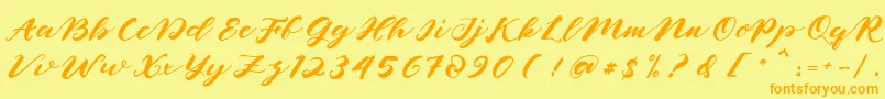 naghita-Schriftart – Orangefarbene Schriften auf gelbem Hintergrund