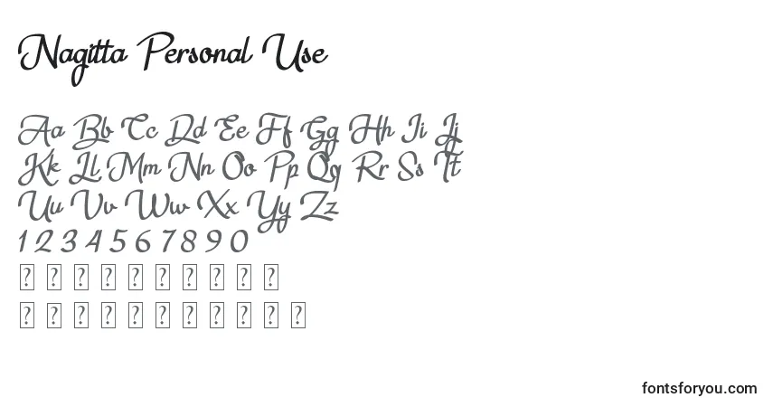 Schriftart Nagitta Personal Use – Alphabet, Zahlen, spezielle Symbole