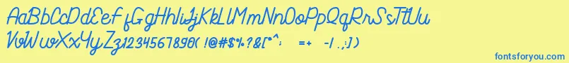 フォントNagoya – 青い文字が黄色の背景にあります。