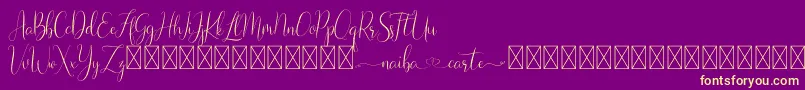Naibacarte-Schriftart – Gelbe Schriften auf violettem Hintergrund