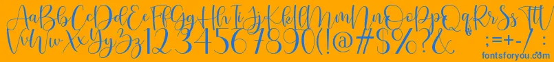 Naila-Schriftart – Blaue Schriften auf orangefarbenem Hintergrund