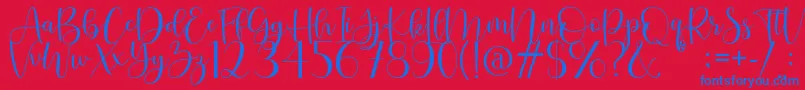 Naila-Schriftart – Blaue Schriften auf rotem Hintergrund