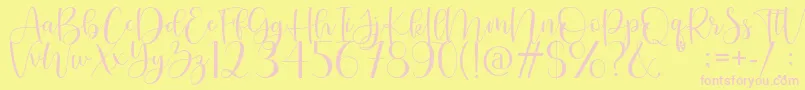 Naila-fontti – vaaleanpunaiset fontit keltaisella taustalla