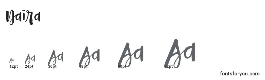 Размеры шрифта Naira