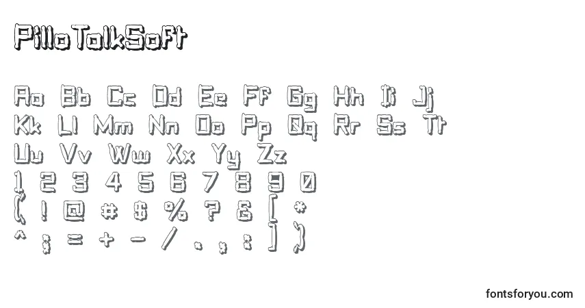 Czcionka PilloTalkSoft – alfabet, cyfry, specjalne znaki