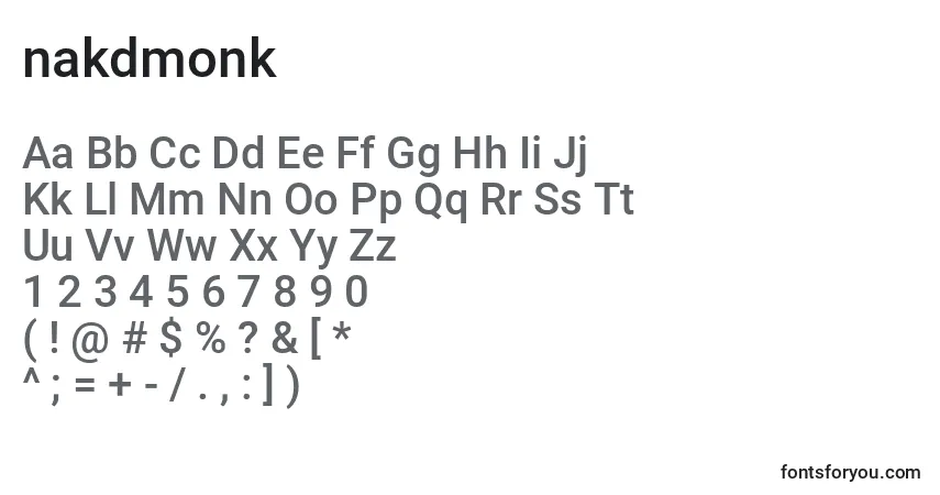 Schriftart Nakdmonk (135253) – Alphabet, Zahlen, spezielle Symbole