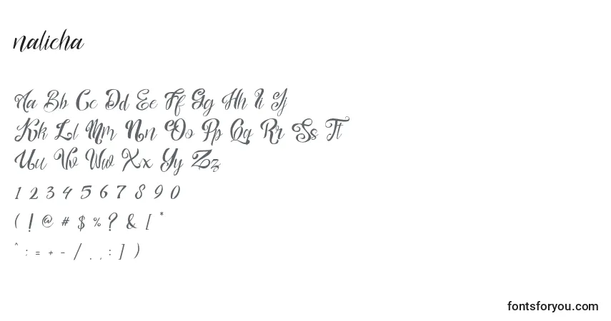 Czcionka Nalicha – alfabet, cyfry, specjalne znaki