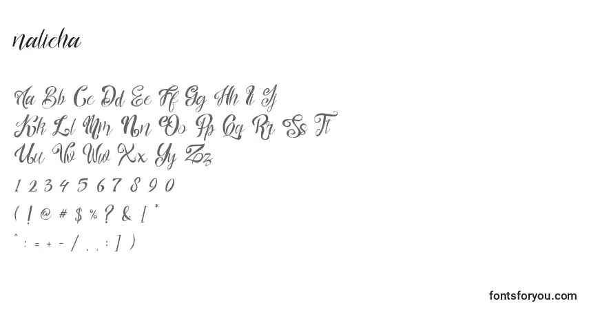 Czcionka Nalicha (135256) – alfabet, cyfry, specjalne znaki