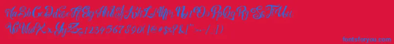 nalicha-Schriftart – Blaue Schriften auf rotem Hintergrund