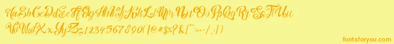 nalicha-Schriftart – Orangefarbene Schriften auf gelbem Hintergrund
