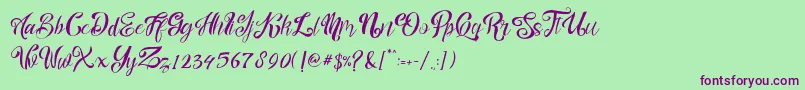 nalicha-Schriftart – Violette Schriften auf grünem Hintergrund
