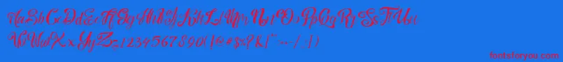 フォントnalicha – 赤い文字の青い背景
