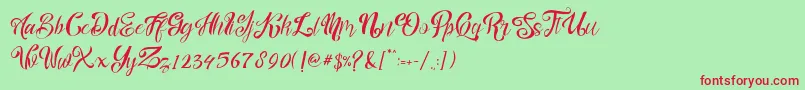 nalicha Font – Red Fonts on Green Background