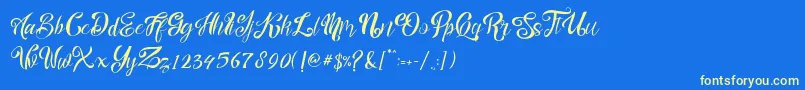 nalicha Font – Yellow Fonts on Blue Background