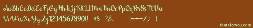 フォントnalytha – 緑色の文字が茶色の背景にあります。