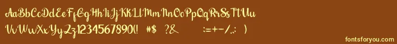 nalytha-fontti – keltaiset fontit ruskealla taustalla