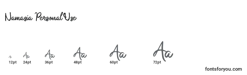 Namasia  Personal Use Font Sizes